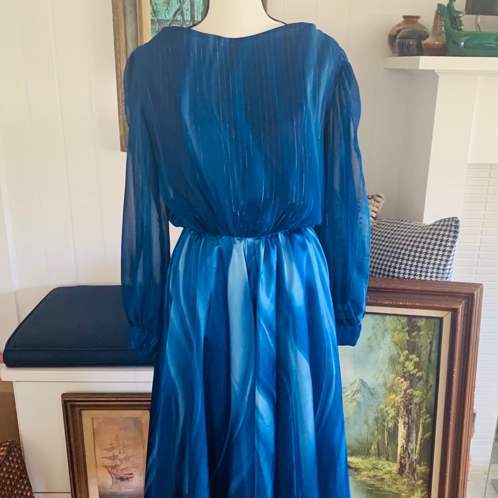 Vintage 1980’s Midnight Blue Split-Sleeved Dress